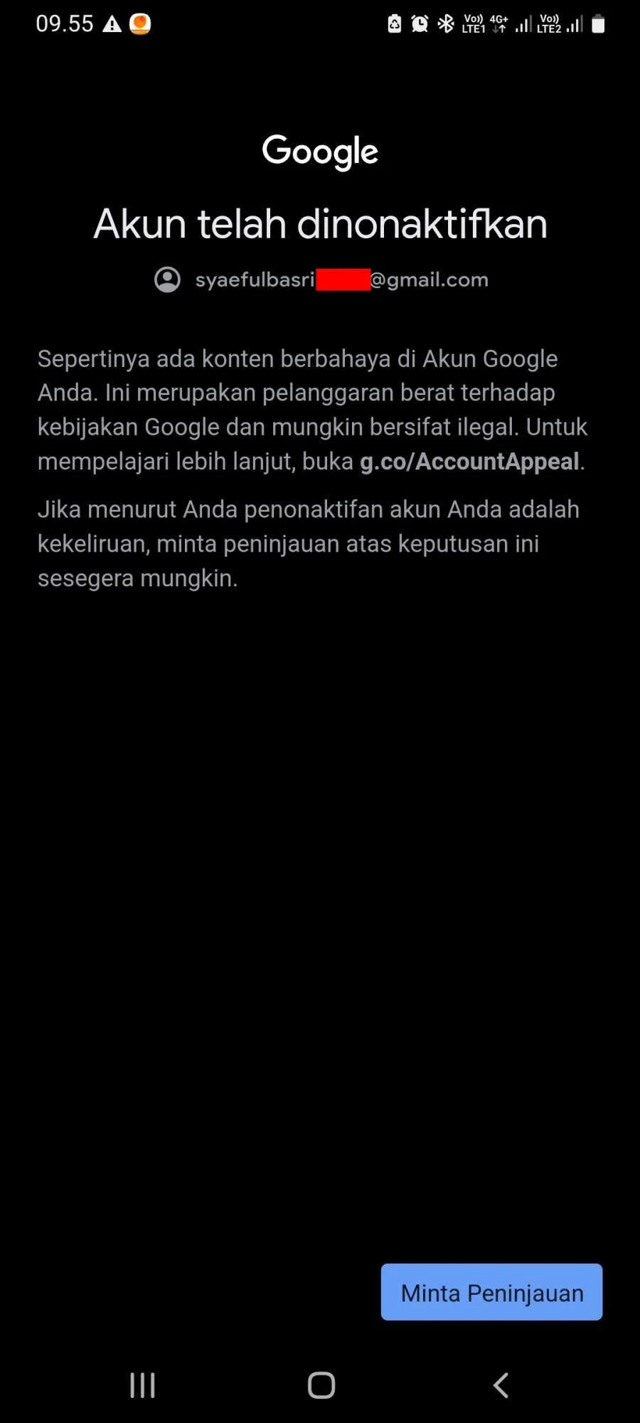 Akun Google Dinonaktifkan Tanpa Alasan yang Jelas googlenonaktif