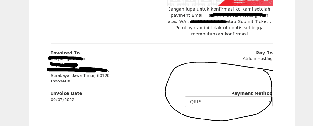 bayar hosting dengan qris